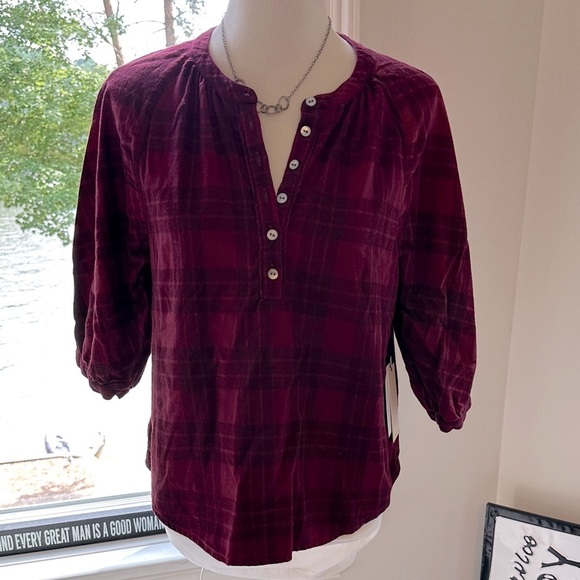 Nation LTD May Pim Cotton Plaid Flannel Top, Medium, NWT - Picture 2 of 12